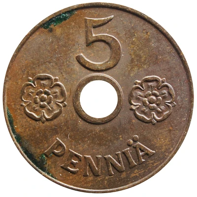 5 Pennia with center hole back