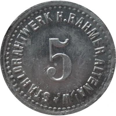 5 Pfennigs - Altena (Stahldrahtwerk Rahmer) ND front