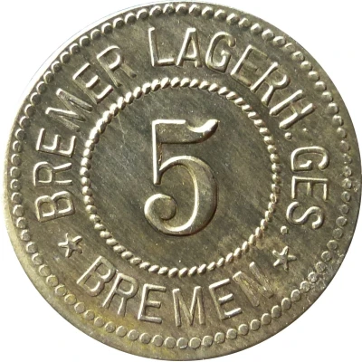 5 Pfennigs - Bremen (Bremer Lagerh. Ges.) ND front