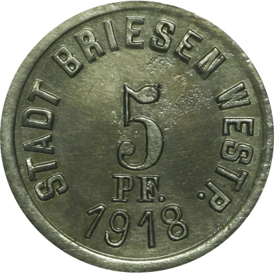 5 Pfennigs - Briesen back