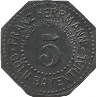 5 Pfennigs - Cöln-Bayenthal (Franz Herrmann Maschinenfabrik) ND front