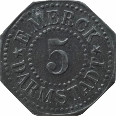 5 Pfennigs - Darmstadt (E. Merck) ND front