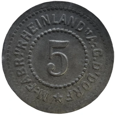 5 Pfennigs - Düsseldorf (M.-Fabr. Rheinland A.G.) ND front