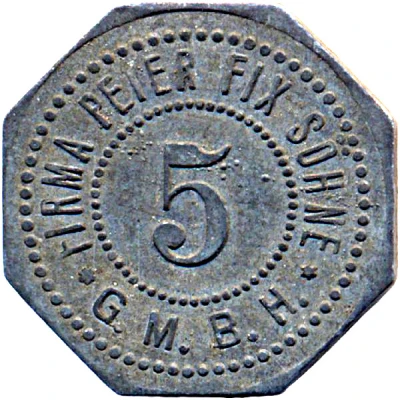 5 Pfennigs - Duisburg (Firma Peter Fix Söhne G.m.b.H) ND front