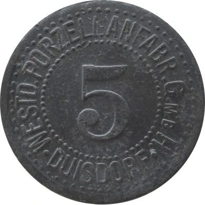 5 Pfennigs - Duisdorf (Westdeutsche Porzellanfabrik) ND front