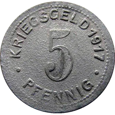 5 Pfennigs - Elberfeld back