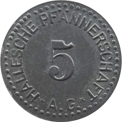 5 Pfennigs - Halle an der Saale (Hallesche Pfännerschaft A.G.) ND front