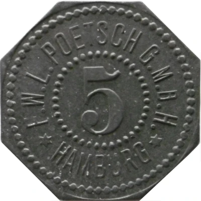 5 Pfennigs - Hamburg (F.W.L. Poetsch G.M.B.H.) ND front