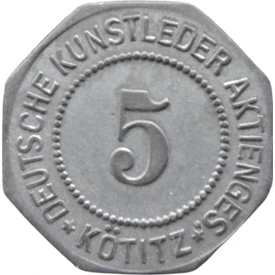 5 Pfennigs - Kötitz (Deutsche Kunstleder Aktienges.) ND front