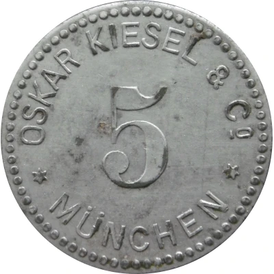 5 Pfennigs - München (Oskar Kiesel and Cº) ND front