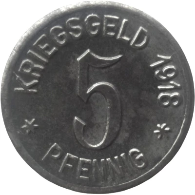 5 Pfennigs - Neidenburg back