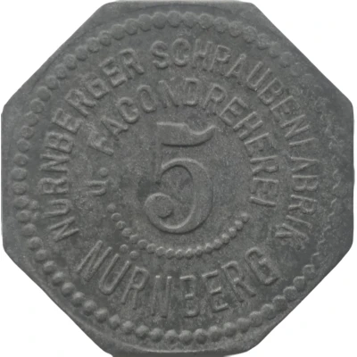 5 Pfennigs - Nürnberg (Nürnberger Schraubenfabrik u. Facondreherei) ND front