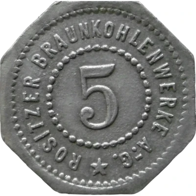 5 Pfennigs - Rositz (Braunkohlenwerke A.G.) ND front