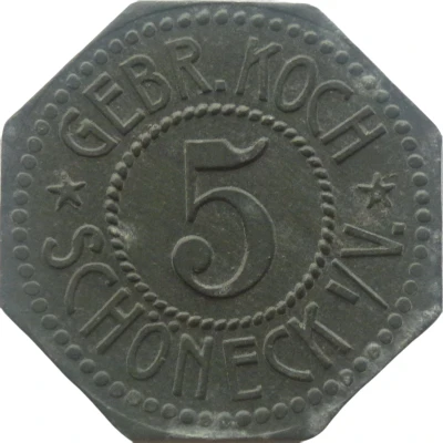 5 Pfennigs - Schöneck (Gebr. Koch) ND front