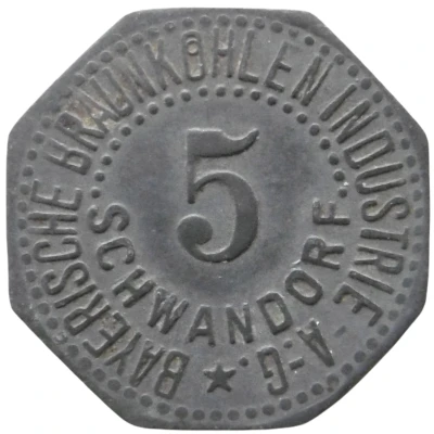 5 Pfennigs - Schwandorf (Bayerische Braunkohlen-Industrie A.G.) ND front