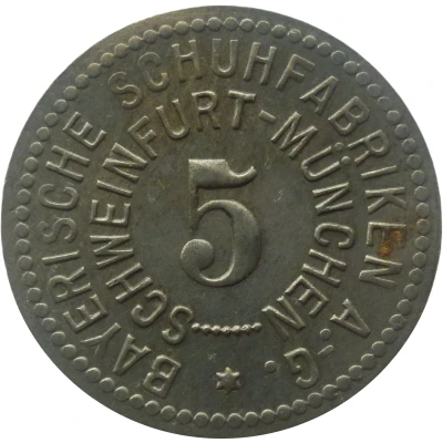 5 Pfennigs - Schweinfurt (Bayrische Schuhfabriken A.-G.) ND front