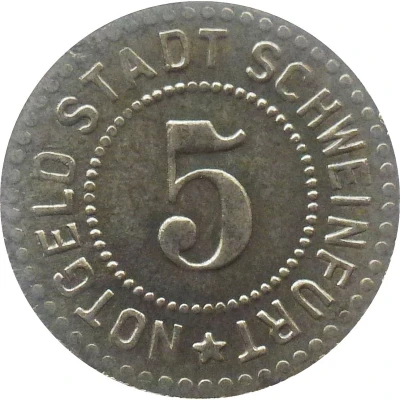 5 Pfennigs - Schweinfurt ND front