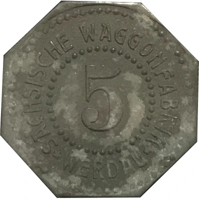 5 Pfennigs - Werdau (Sächsische Waggonfabrik) ND front