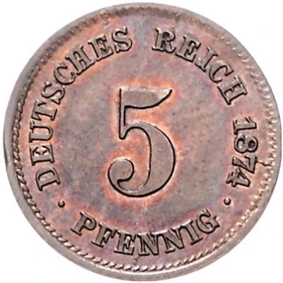 5 Pfennigs - Wilhelm I type 1 - large shield - Pattern back