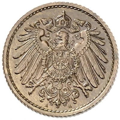 5 Pfennigs - Wilhelm II type 2 - small shield - Pattern front