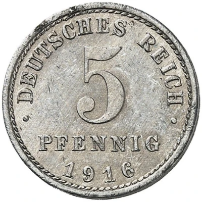 5 Pfennigs - Wilhelm II type 2 - small shield - Pattern back