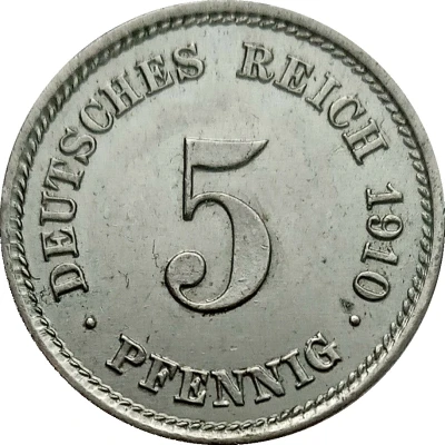 5 Pfennigs - Wilhelm II type 2 - small shield back