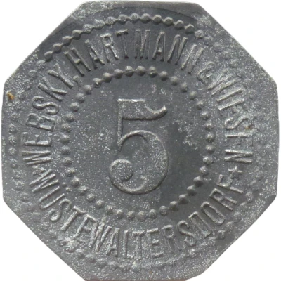 5 Pfennigs - Wüstewaltersdorf (Websky, Hartmann and Wiesen) ND front