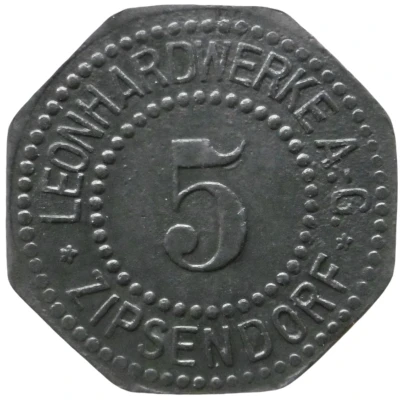 5 Pfennigs - Zipsendorf (Leonhardwerke A.G.) ND front