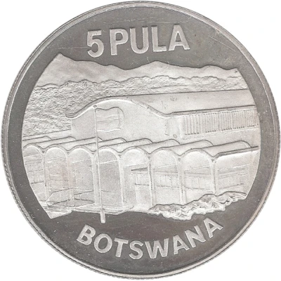 5 Pula Independence; Silver Proof Issue back