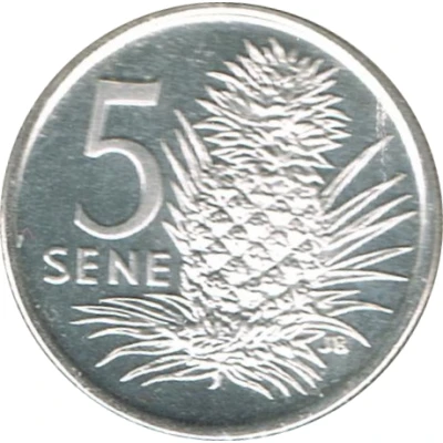 5 Sene - Tanumafili II Silver Proof issue back