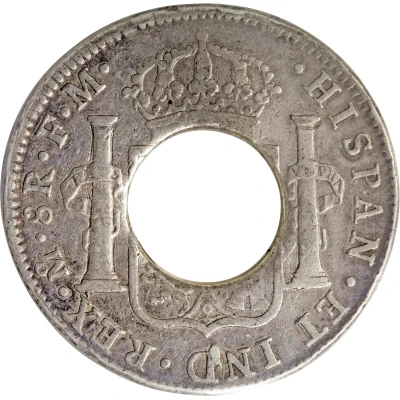 5 Shillings - Charles IIII Holey Dollar back