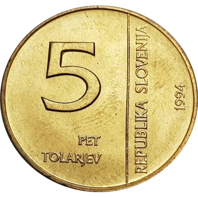 5 Tolarjev Monetary Institute of Slovenia front