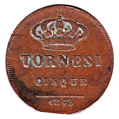 5 Tornesi - Ferdinando II back