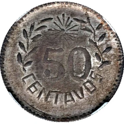 50 Centavos Hidalgo del Parral, reeded edge back