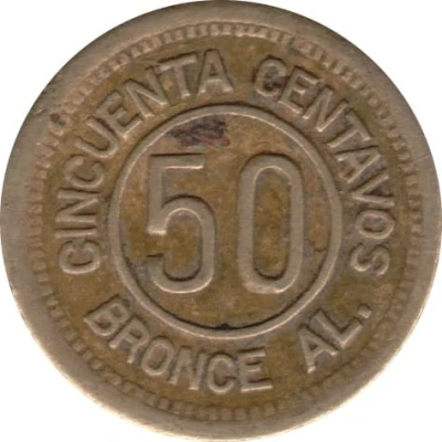 50 Centavos Provisional Coinage back