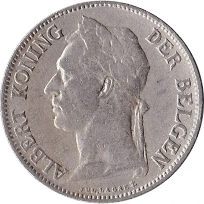 50 Centimes - Albert I Dutch text front