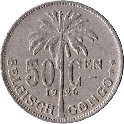 50 Centimes - Albert I Dutch text back