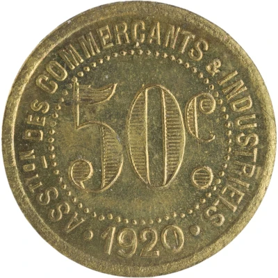 50 Centimes - Association des Commerçants et Industriels - Maisons-Laffitte [78] Brass back