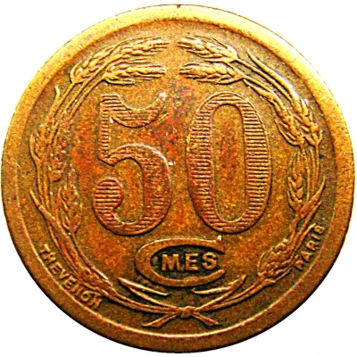 50 Centimes Chambers of Commerce Coinage back