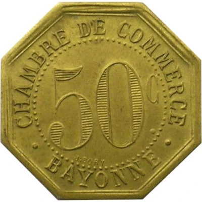 50 Centimes - Chambre de Commerce - Bayonne [64] Brass back