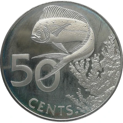 50 Cents - Elizabeth II Dolphin Fish back