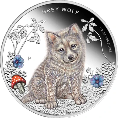 50 Cents - Elizabeth II Grey Wolf back