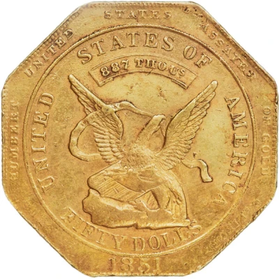 50 Dollars - United States Assay Office, Augustus Humbert Assay front