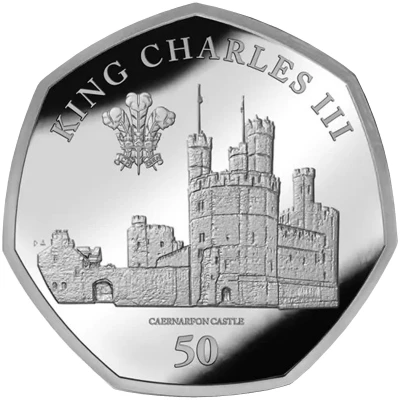 50 Pence - Charles III Caernarfon Castle back