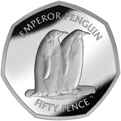 50 Pence - Charles III Emperor penguin back