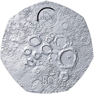 50 Pence - Charles III Lunar south pole; Silver back