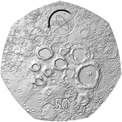 50 Pence - Charles III Lunar south pole back