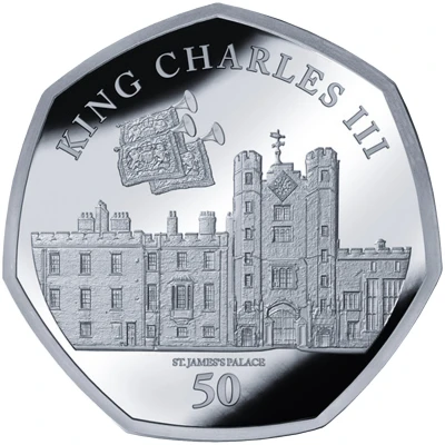 50 Pence - Charles III Saint James's Palace; Silver back