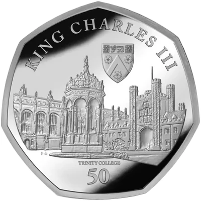 50 Pence - Charles III Trinity College, Cambridge back