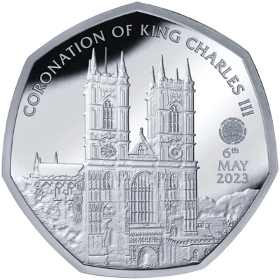 50 Pence - Charles III Westminster Abbey; Silver back